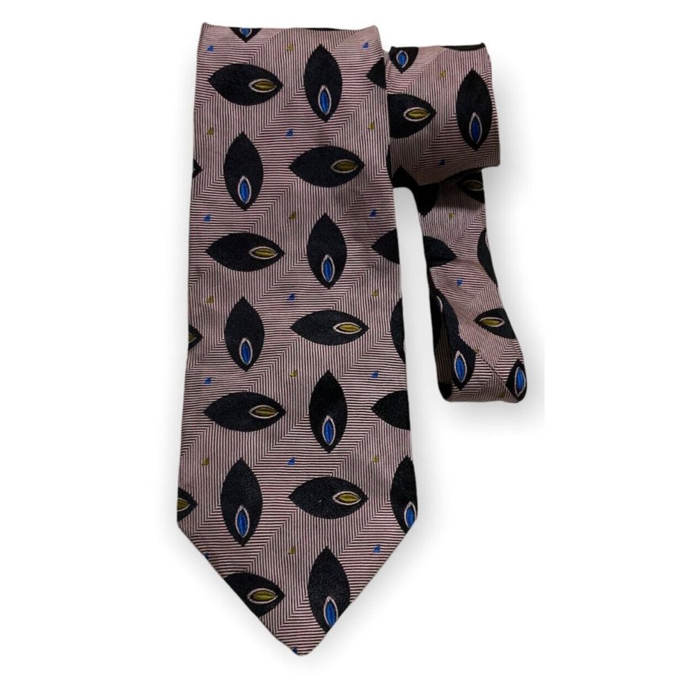 GIANNI VERSACE COUTURE Pink Geometric Silk Tie ITALY 57"/ 3.7" EC